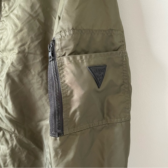 Guess Bomber Jacket Men’s Dark Green Size XLT Tall - Picture 4 of 13